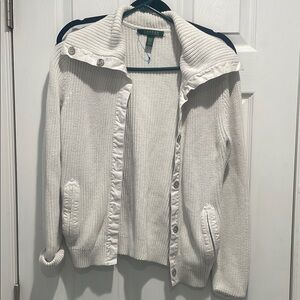 Ralph Lauren Medium White Sweater with Button Details